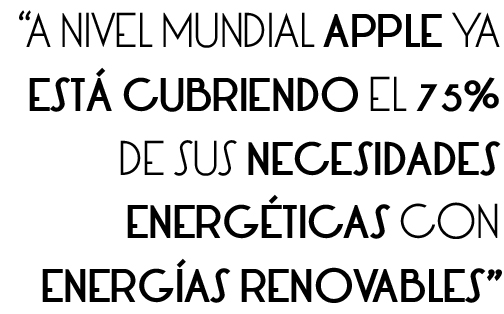 a nivel mundial Apple ya está cubriendo el 75% de sus necesidades energéticas con energías renovables