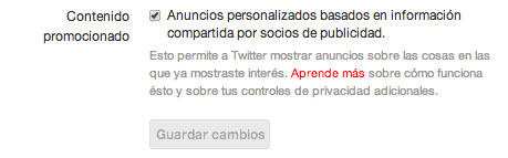 twitter nos conoce y nos mostrará publicidad personalizada