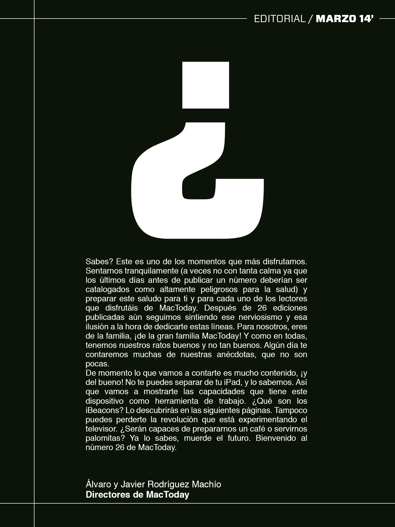 editorial mes de marzo 2014. Pasa la página para empezar