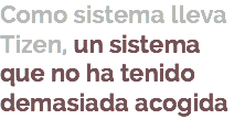 Como sistema lleva Tizen, un sistema que no ha tenido demasiada acogida