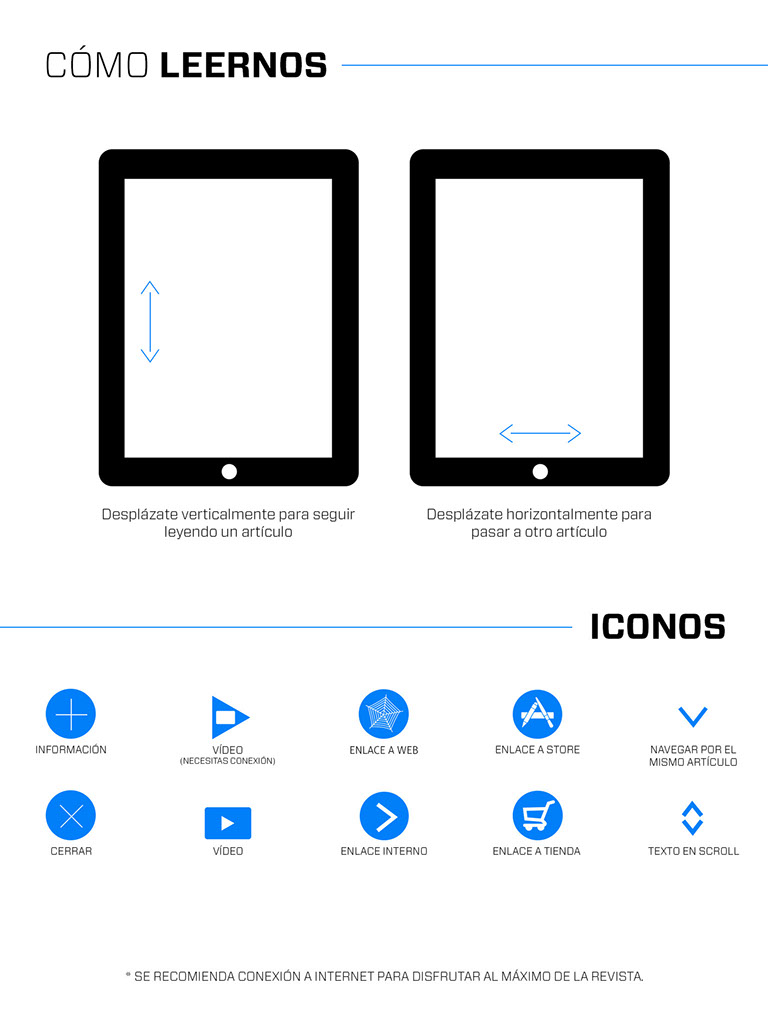 página explicativa: cómo leernos y los iconos que empleamos
