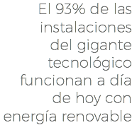 El 93% de las instalaciones del gigante tecnológico funcionan a día de hoy con energía renovable