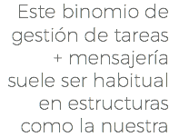 Este binomio de gestión de tareas + mensajería suele ser habitual en estructuras como la nuestra